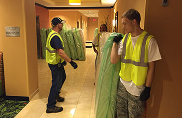 New Mattress Installation and product replacement. As our staff work to remove and haul away your old hotel mattresses from each room, we quickly swap out and replace the old product by handling the full installation of your newly procured mattresses. Your hotel will remain fully operational without disturbing your guests or the routine of your staff.